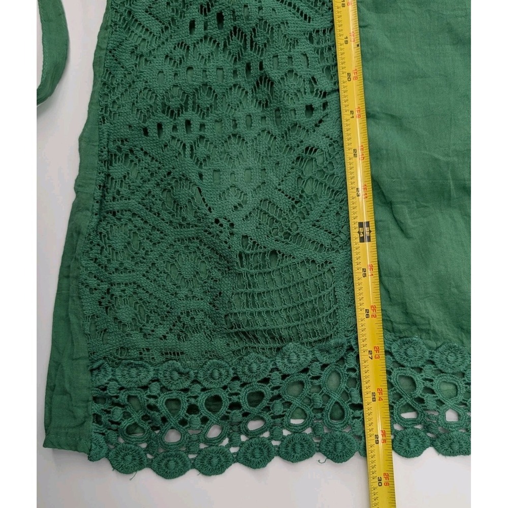 Boho Green Sheer Embroidered Crochet Tunic Top Size XL Cotton Lightweight - Picture 6 of 7